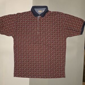 Bugle Boy Red and Blue Patterned Polo Shirt